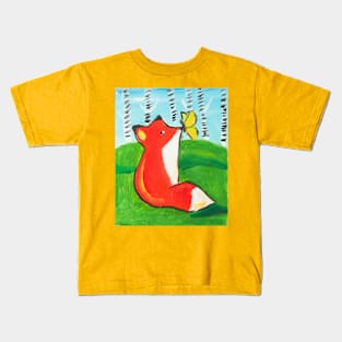 Fox with butterfly Kids T-Shirt